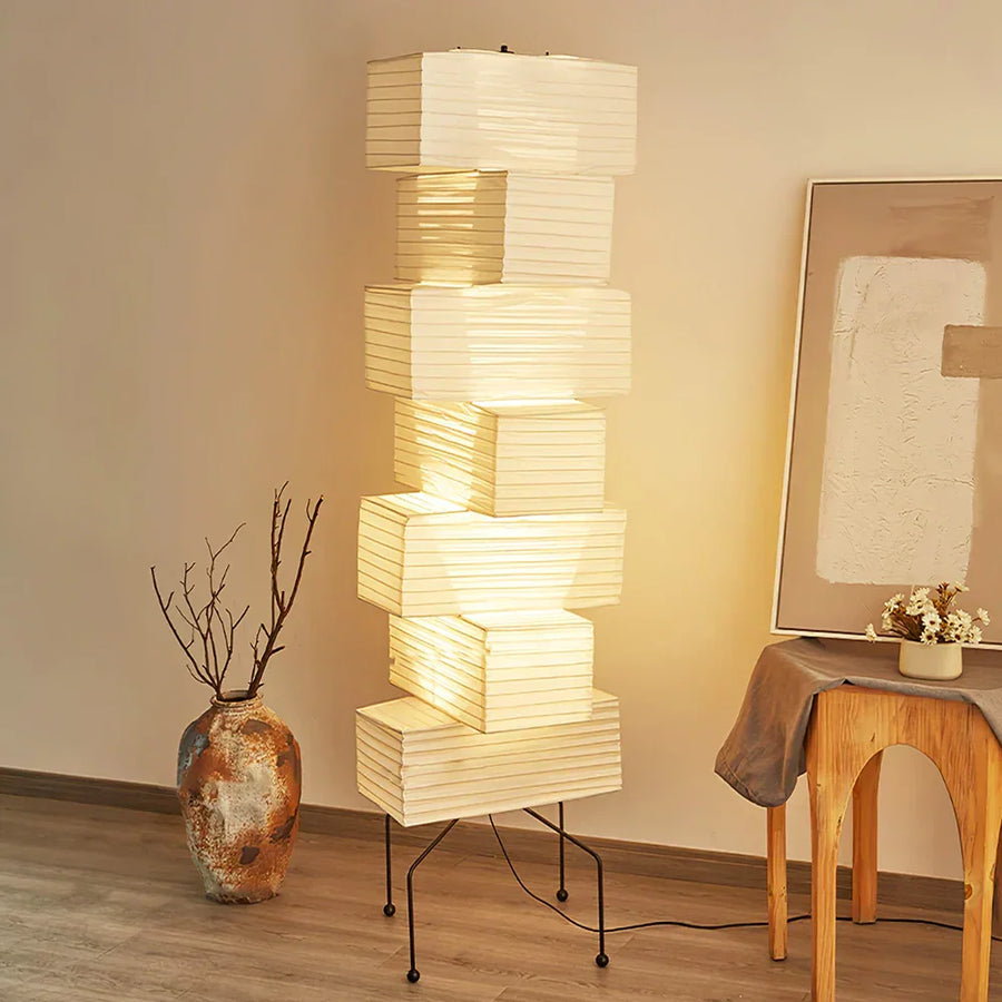Akari Rectangular Stacked Paper UF4-L10 Floor Lamp