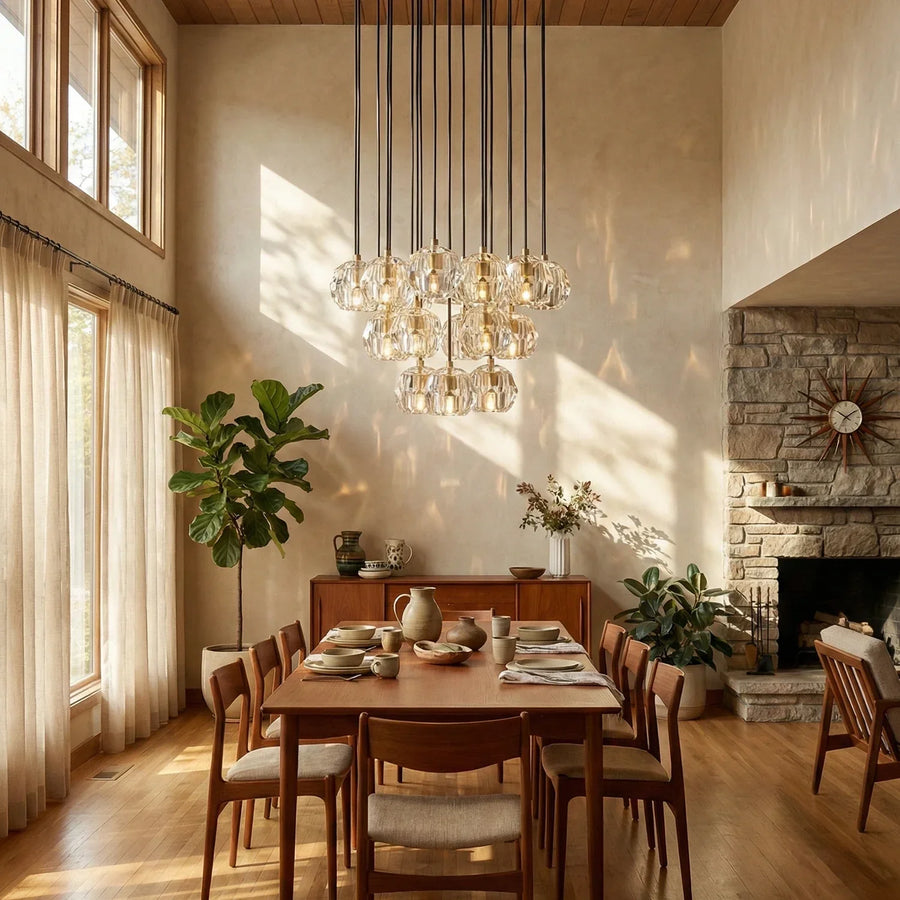 Crystal Ball Linear Round Chandelier