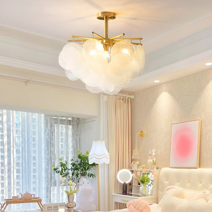 ثريا زجاج بشكل قرص معلقة