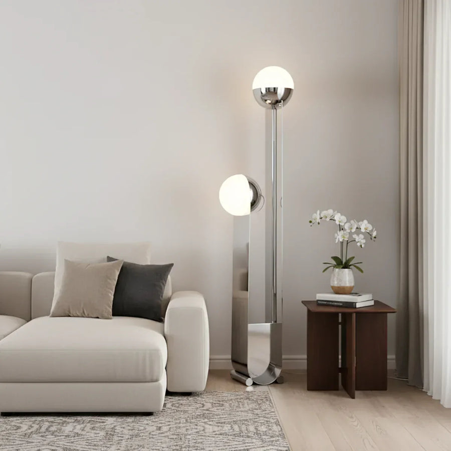 U Shaped Base Double Sphere Floor Lamp
