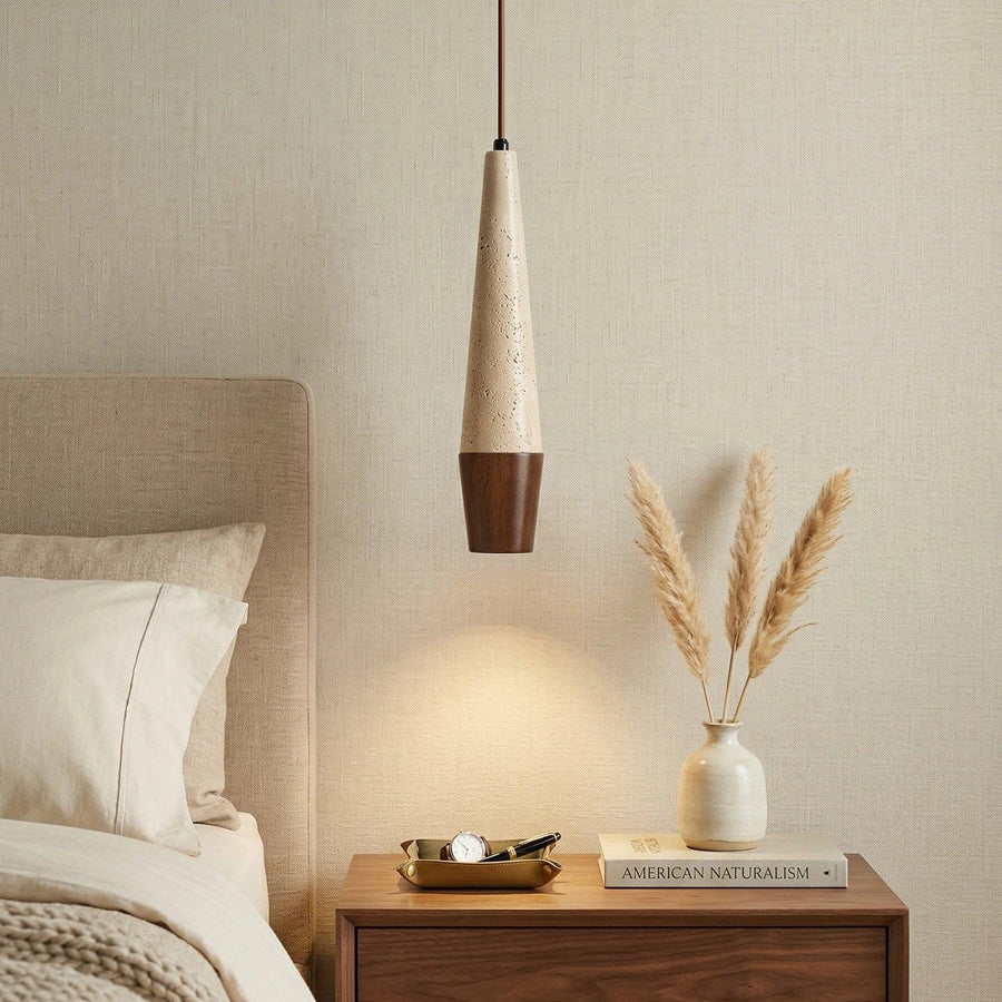 Conical Tiber Travertine Pendant Light