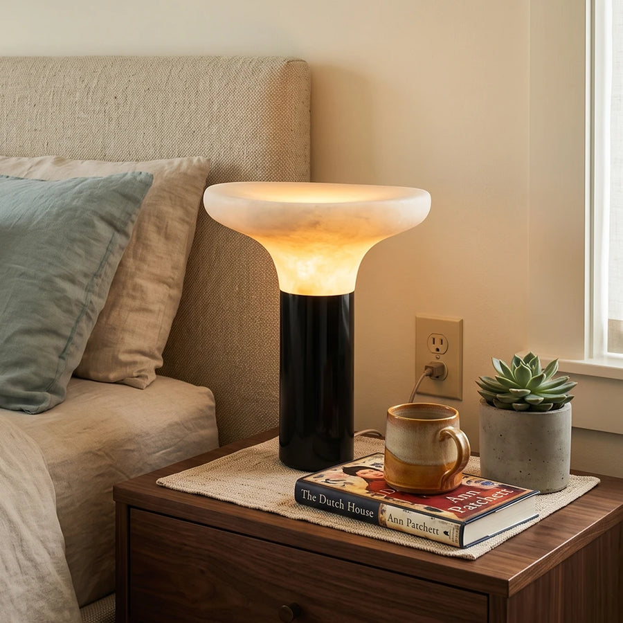 Mushroom Cap Alabaster Table Lamp