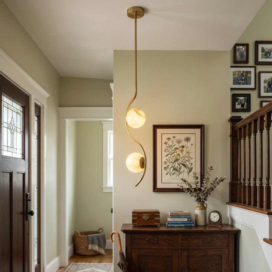 Ondelle Curved Rod Alabaster Pendant Light