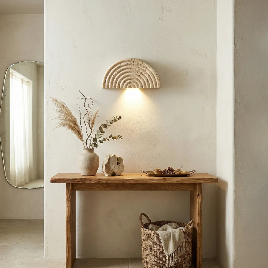 Rainbow Arched Travertine Wall Lamp