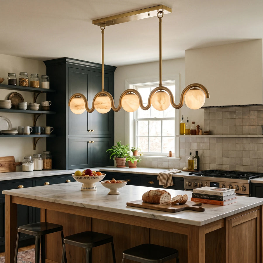 Serein Wave Alabaster Linear Chandelier