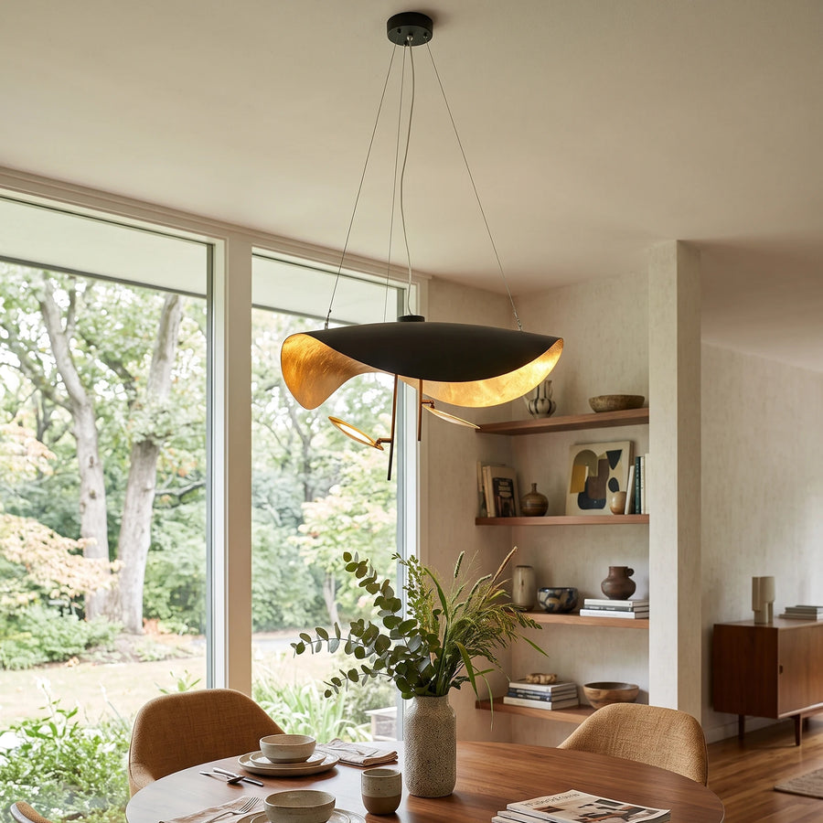 Solenne Gold Leaf Wave Pendant Light