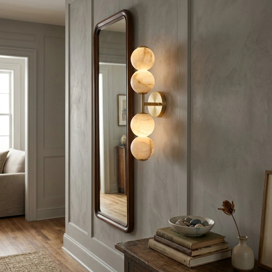 Twin Moon Alabaster Wall Sconce