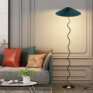 Squiggle Floor Lamp. vintage squiggle floor lamp. squiggle lamp with pleated shade. Squiggle Table Lamp.