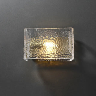 Water Pattern Glass Square Wall Sconce Lamp. Square Water Pattern Glass Wall Lamp. Water-ripple Glass Brass Wall Sconce.