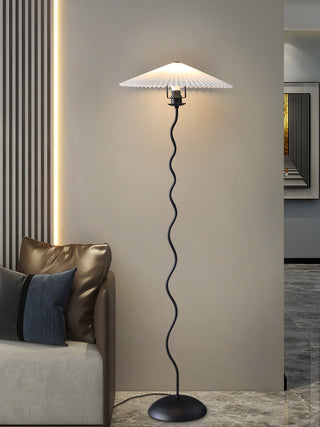 Squiggle Floor Lamp. vintage squiggle floor lamp. squiggle lamp with pleated shade. Squiggle Table Lamp.