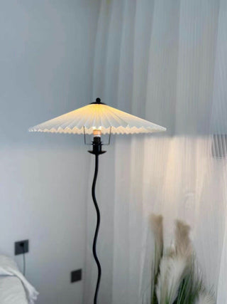 Squiggle Floor Lamp. vintage squiggle floor lamp. squiggle lamp with pleated shade. Squiggle Table Lamp.