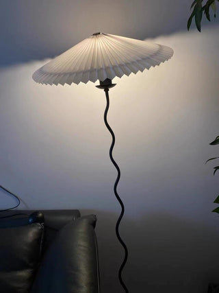 Squiggle Floor Lamp. vintage squiggle floor lamp. squiggle lamp with pleated shade. Squiggle Table Lamp.