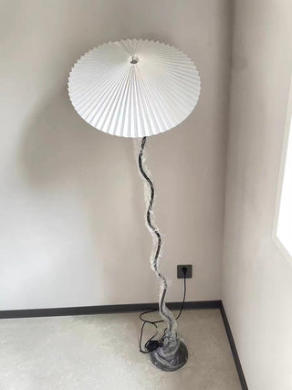 Squiggle Floor Lamp. vintage squiggle floor lamp. squiggle lamp with pleated shade. Squiggle Table Lamp.