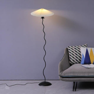 Squiggle Floor Lamp. vintage squiggle floor lamp. squiggle lamp with pleated shade. Squiggle Table Lamp.