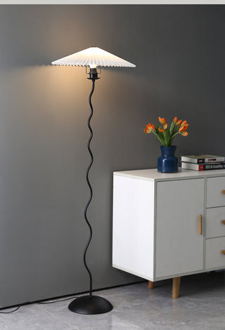 Squiggle Floor Lamp. vintage squiggle floor lamp. squiggle lamp with pleated shade. Squiggle Table Lamp.