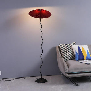 Squiggle Floor Lamp. vintage squiggle floor lamp. squiggle lamp with pleated shade. Squiggle Table Lamp.