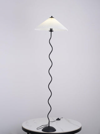 Squiggle Floor Lamp. vintage squiggle floor lamp. squiggle lamp with pleated shade. Squiggle Table Lamp.