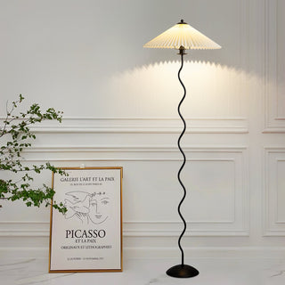 Squiggle Floor Lamp. vintage squiggle floor lamp. squiggle lamp with pleated shade. Squiggle Table Lamp.