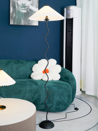 Squiggle Floor Lamp. vintage squiggle floor lamp. squiggle lamp with pleated shade. Squiggle Table Lamp.