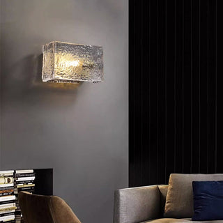 Water Pattern Glass Square Wall Sconce Lamp