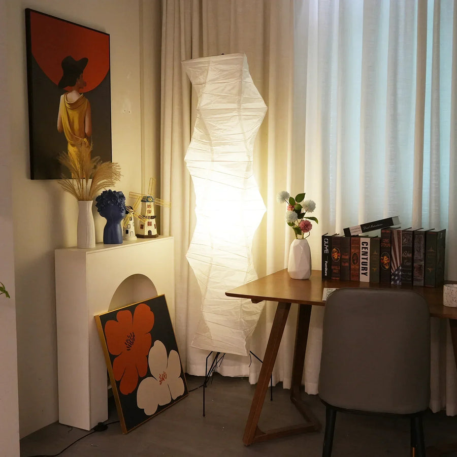 Akari Irregularly Twisted Paper UF4-33N Floor Lamp
