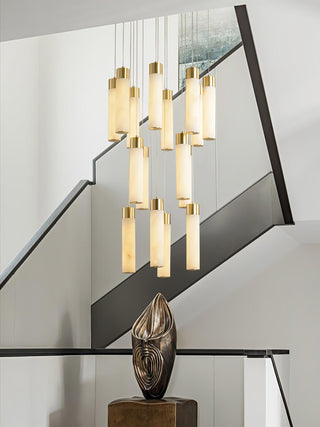 Alabaster Celestial Brass Cascade Chandelier