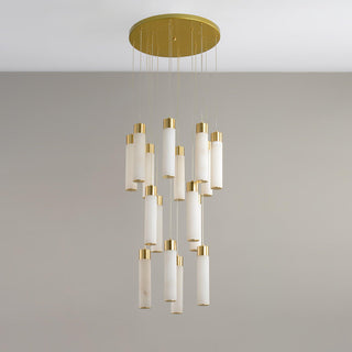 Alabaster Celestial Brass Cascade Chandelier