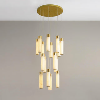 Alabaster Celestial Brass Cascade Chandelier