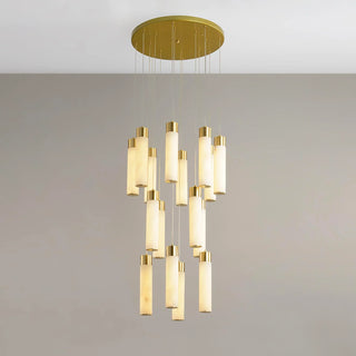 Alabaster Celestial Brass Cascade Chandelier