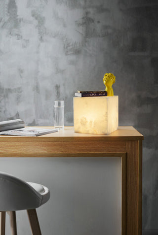 Alabaster Cubic Table Lamp