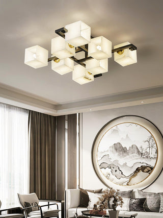 Alabaster Cubist Ceiling Lamp