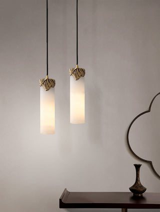 Alabaster Cylindrical Dansani Lyra Pendant Light