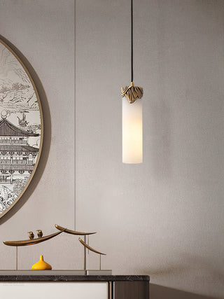 Alabaster Cylindrical Dansani Lyra Pendant Light