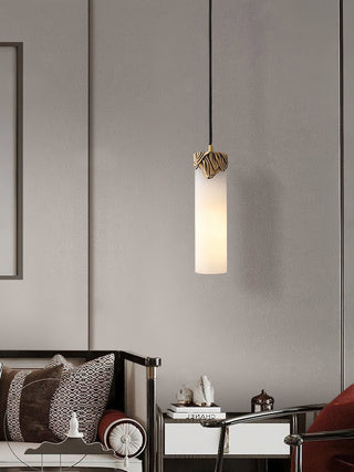 Alabaster Cylindrical Dansani Lyra Pendant Light