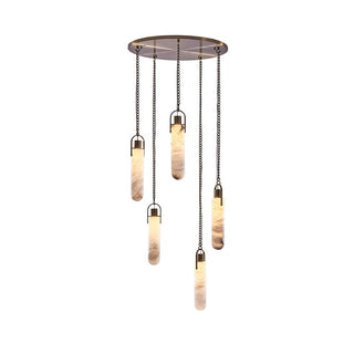Alabaster Cylindrical Draped Chain Chandelier
