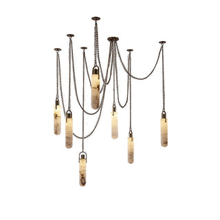 Alabaster Cylindrical Draped Chain Chandelier