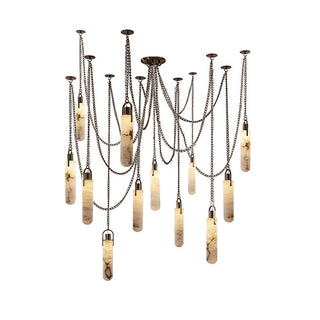 Alabaster Cylindrical Draped Chain Chandelier