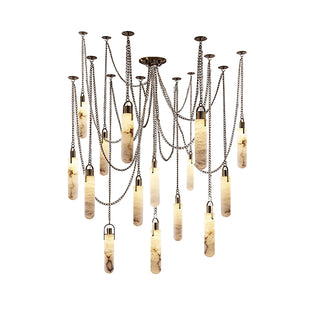 Alabaster Cylindrical Draped Chain Chandelier
