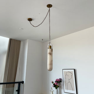 Alabaster Cylindrical Draped Chain Chandelier