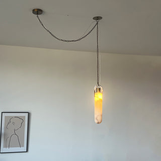 Alabaster Cylindrical Draped Chain Chandelier