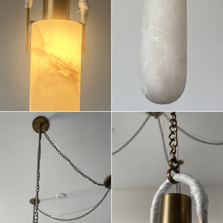 Alabaster Cylindrical Draped Chain Chandelier