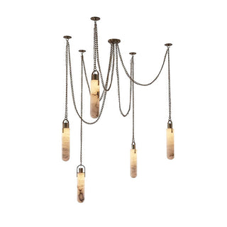 Alabaster Cylindrical Draped Chain Chandelier