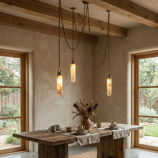 Alabaster Cylindrical Draped Chain Chandelier