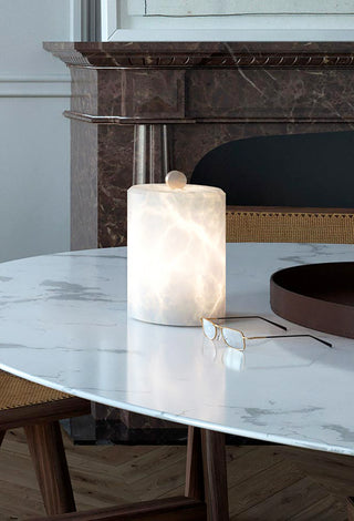 Alabaster Cylindrical Table Lamp