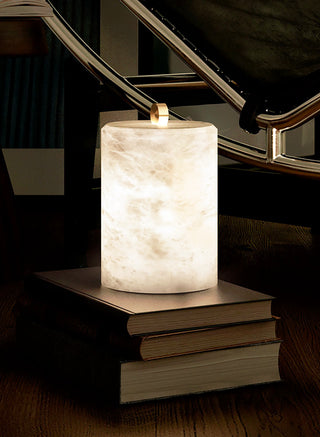 Alabaster Cylindrical Table Lamp