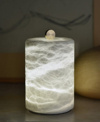 Alabaster Cylindrical Table Lamp