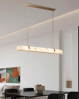 Alabaster Linear Brass Chandelier