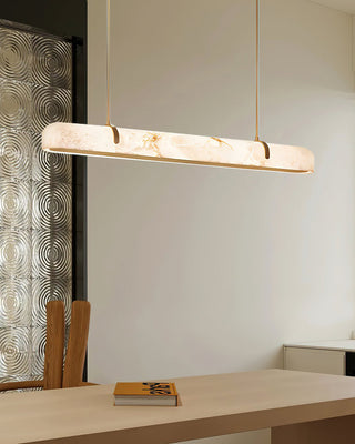 Alabaster Linear Brass Chandelier