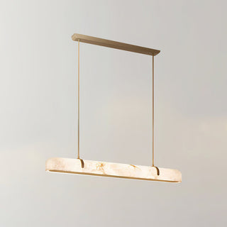 Alabaster Linear Brass Chandelier