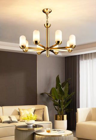 Alabaster Luxury Moonshade Brass Chandelier